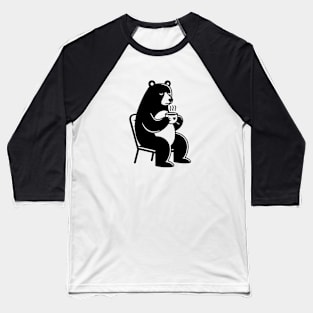 Bear Drinking Coffee Baseball T-Shirt